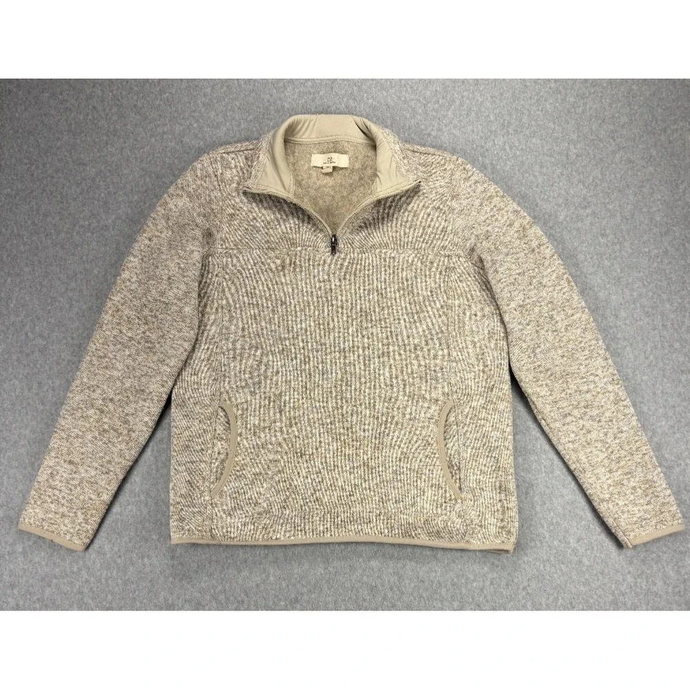 Thread & Supply Oatmeal Quarter Zip Fleece Pullover L Cozy Minimalist Outdoor - Picture 1 of 10